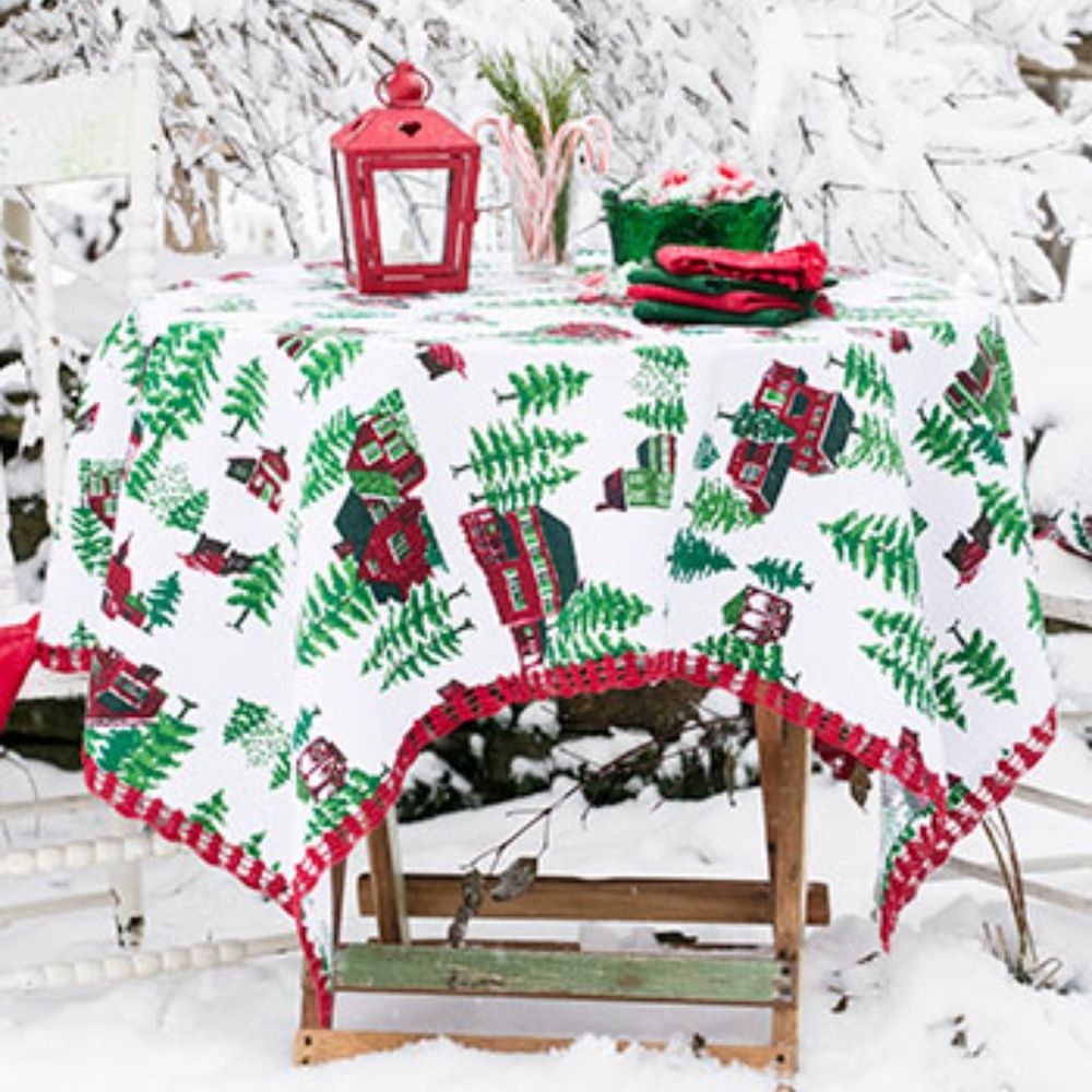 April Cornell Christmas Village Crochet Tablecloth